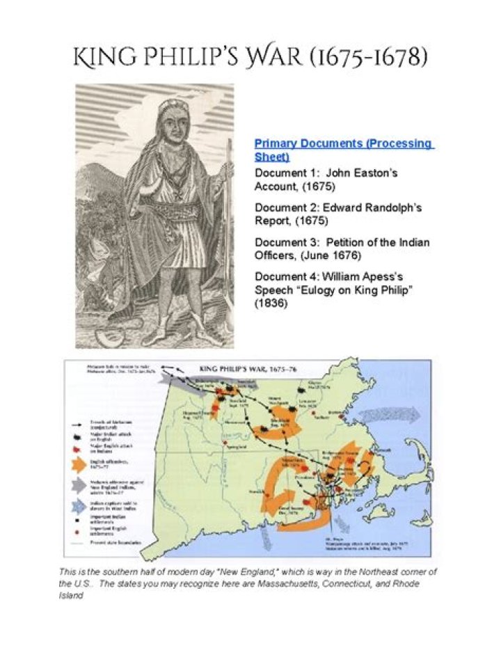 What caused King Philips War in 1675