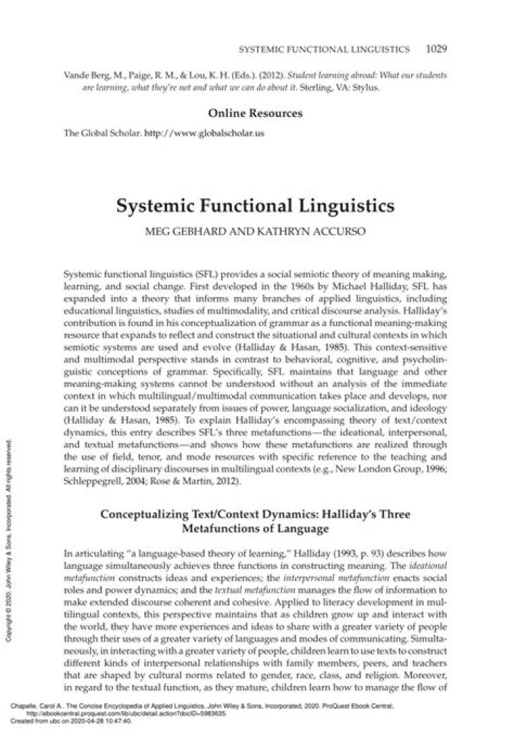 What is systemic functional linguistics PDF